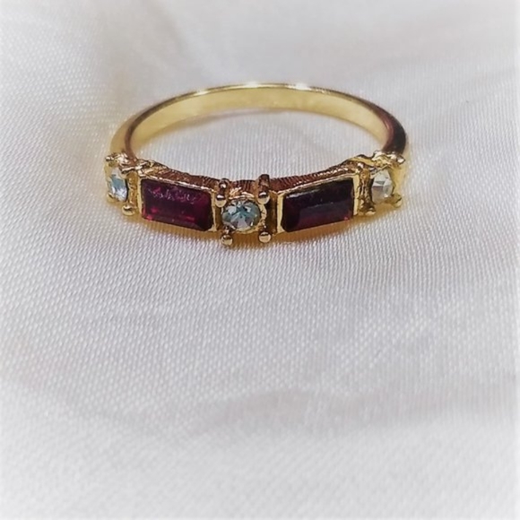 Natural Dark Garnet Thin Band Ring - Picture 13 of 16